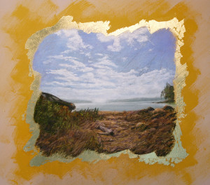 "Lovers' Lane II", pastel sull'oro (on gold leaf), 18" x 18" (46 x 46 cm)