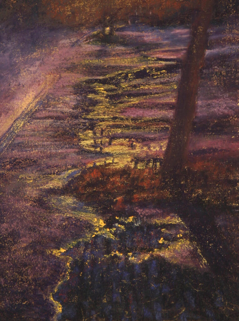 AHeywood, Puddles, pastel on gold leaf, private collection